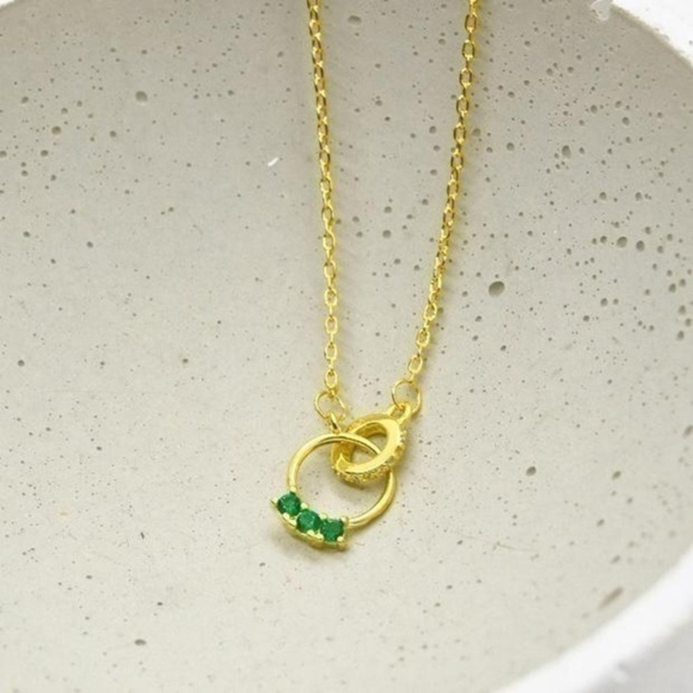 Connected Double Ring Necklace